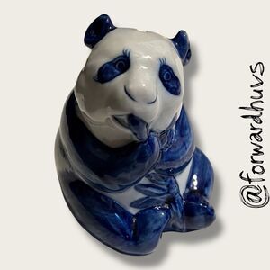 Blue and White Ceramic Panda Bank Made in Thailand